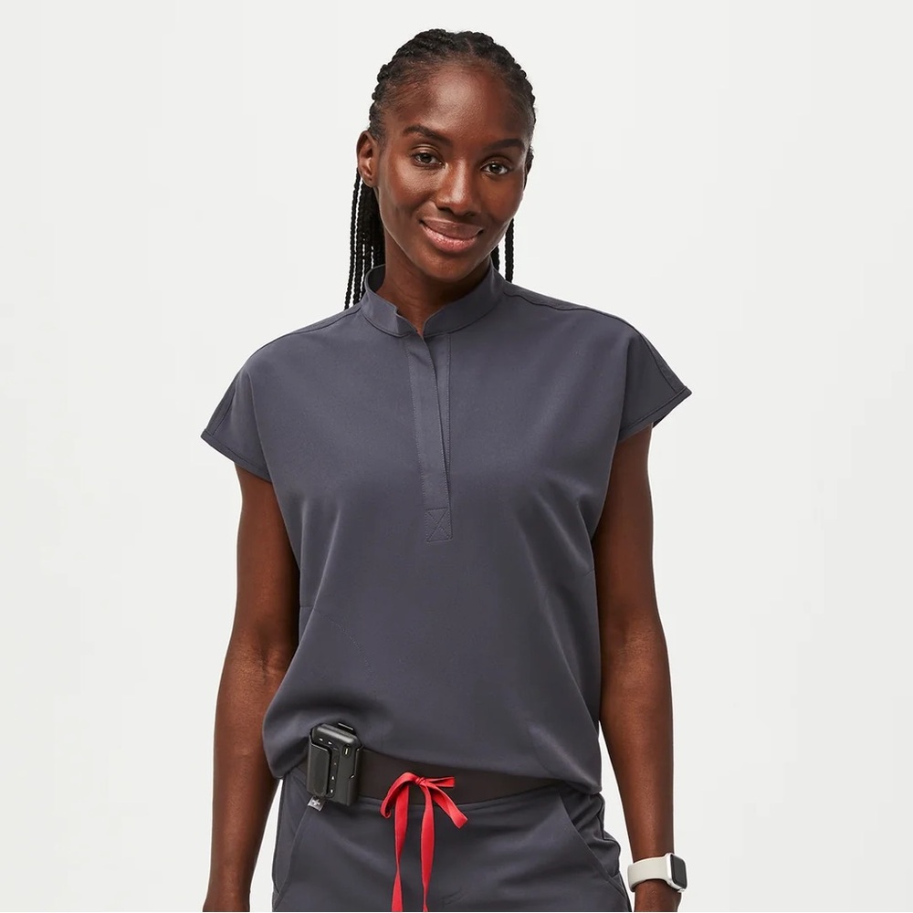 Figs Rafaela Oversized Scrub Top - Charcoal XS